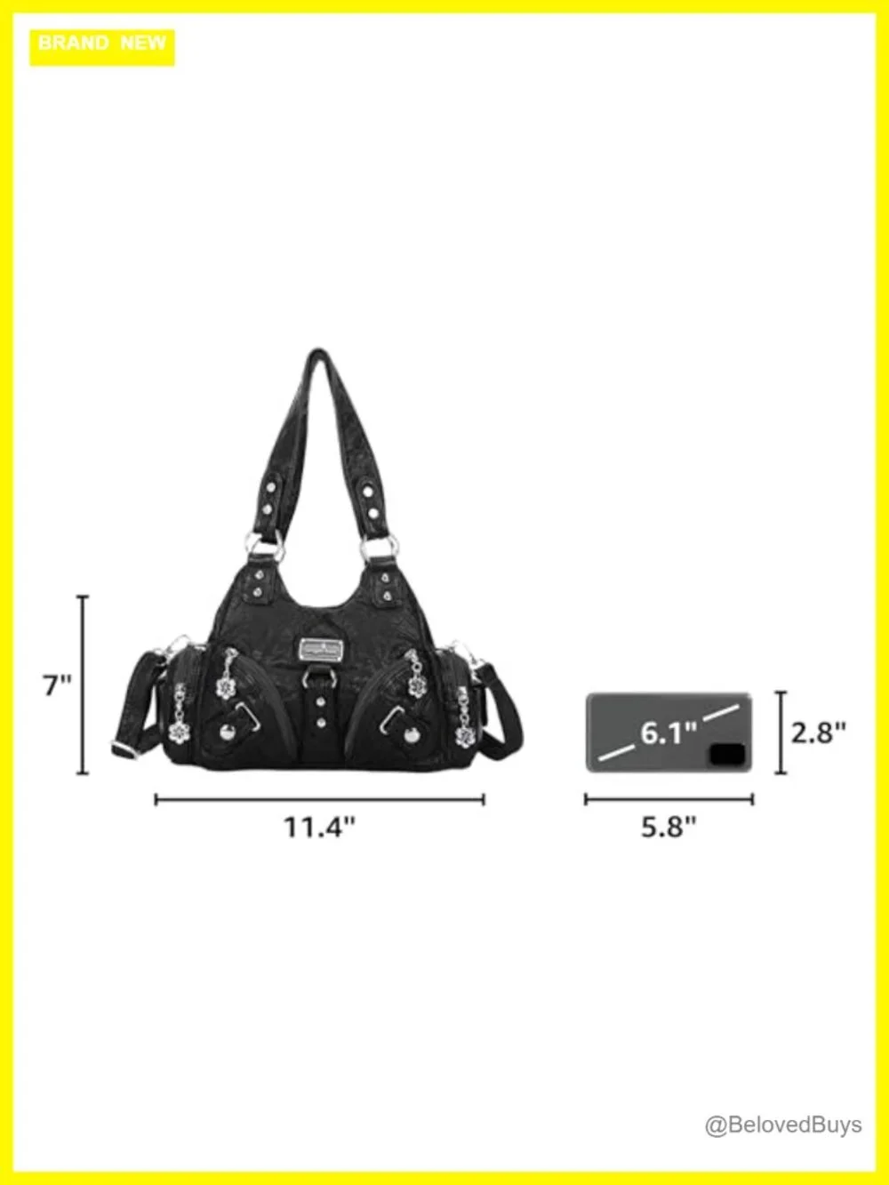 Faux Leather Hobo Shoulder Bag Multi-Pocket Tote with Zipper